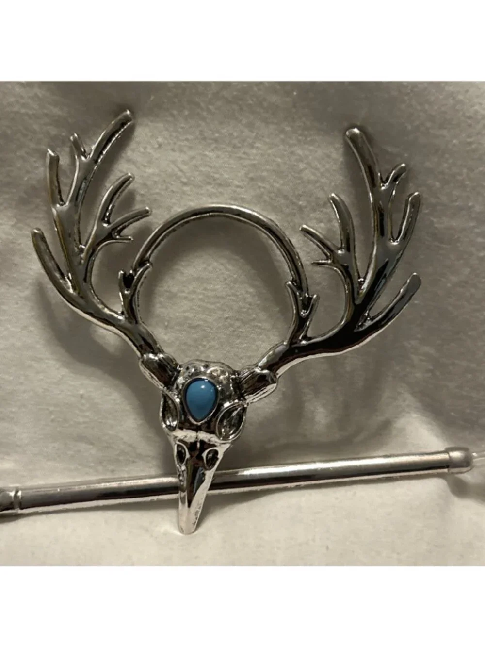 Viking Deer Head Hair Pin W/blue Long Horns Methodology New